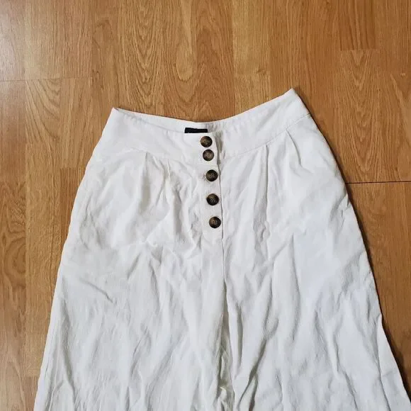 💛TOPSHOP💛 Horn Button Crop Wide Leg Trousers - [size 6 in Ivory] - Picture 7 of 16